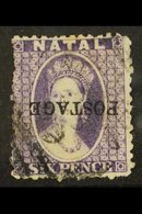 NATAL 1875 6d Violet Ovptd "Postage" Locally, Variety "ovpt Inverted", SG 83b, Good Used. RPS Cert. For More Images, Ple - Zonder Classificatie