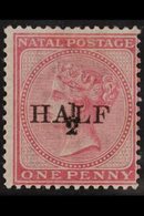 NATAL 1877 ½d On 1d Rose, Fraction 4mm High With Straight Foot To "2" (SG Type B), SG 86, Fine Mint, Signed Senf. For Mo - Zonder Classificatie