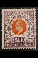 NATAL 1904-08 £1.10s Brown Orange And Deep Purple, Ed VII, SG 162, Superb Mint Og. For More Images, Please Visit Http:// - Zonder Classificatie