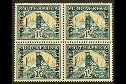 OFFICIAL VARIETY 1935-49 1½d Wmk Inverted, "Broken Chimney" Variety In A Block Of 4, SG O22/22ab, Slight Wrinkle On Stam - Zonder Classificatie