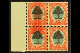 UNION VARIETY 1947-54 6d Green & Brown-orange, LARGE SCREEN FLAW In Left Marginal Block Of 4, Affects Two Stamps, SG 119 - Zonder Classificatie