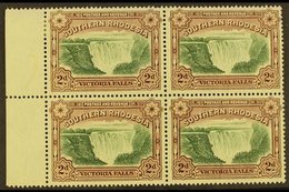 1935-41 2d Green & Chocolate, Perf.14 Victoria Falls, Block Of Four With Pre-printing Paper Creases Leaving Brown Lines  - Southern Rhodesia (...-1964)