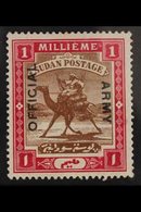 ARMY OFFICIALS 1905 1m Brown And Carmine, Army Reading Up, SG A3, Very Fine Mint. For More Images, Please Visit Http://w - Sudan (...-1951)