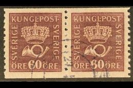 1920-33 60o Purple Imperf X Perf 10 Watermark Wavy Lines (Facit 162cx, SG 108B, Michel 133 AX), Very Fine Cds Used Horiz - Other & Unclassified