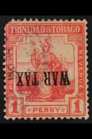 1917 (29 March) 1d Red "War Tax" OVERPRINT INVERTED Variety, SG 176a, Used, Rounded Corner, Cat £300. For More Images, P - Trindad & Tobago (...-1961)