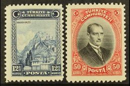 1929 (first "U" Of "CUMHURIYETI" Without Umlaut) 12½k And 50k, Mi 889/90, Fine Mint, Very Lightly Hinged. (2 Stamps) For - Andere & Zonder Classificatie