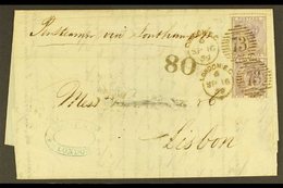 1859 WATERMARKS INVERTED ON COVER. (16 Sep) Entire Letter Addressed To Portugal, Bearing 1855-57 6d Lilac (x2) Both With - Altri & Non Classificati