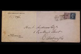 1865 (11th Dec) Printed "PARLIAMENTARY NOTICE" Envelope, Franked 2d Plate 9 & 6d Plate 5 Stamps Tied By "Edinburgh" Dupl - Other & Unclassified