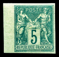 N°64a, 5c Vert Type I Non Dentelé, Bord De Feuille Latéral Gauche, TB (signé Brun/certificat)  Qualité: *  Cote: 850 Eur - 1876-1878 Sage (Type I)