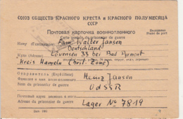 WW2 PRISONER OF WAR MAIL, SENT FROM CAMP NR 7819, CENSORED 116, RED CROSS POSTCARD, 1947, RUSSIA - Briefe U. Dokumente