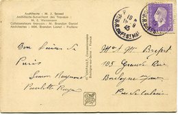 FRANCE CARTE POSTALE DEPART PARIS 19-9-45 R. DU FG ST MARTIN POUR LA FRANCE - 1944-45 Marianne Van Dulac