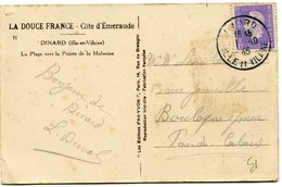 FRANCE CARTE POSTALE DEPART DINARD 1-10-45 ILLE ET VILAINE POUR LA FRANCE - 1944-45 Marianne (Dulac)