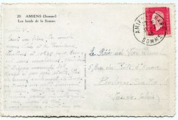 FRANCE CARTE POSTALE DEPART AMIENS-GARE 31-5-45 SOMME POUR LA FRANCE - 1944-45 Marianne (Dulac)