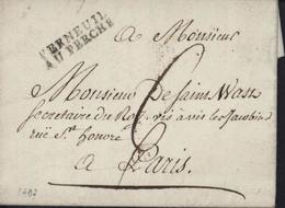 1787 Eure 27 Marque Postale Noire Verneuil Au Perche 31x8 Devenu Verneuil Sur Avre Lenain N4 Taxe Manuscrite 6 Pr Paris - 1701-1800: Precursors XVIII