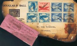 Air Mail Crash Covers. COVERYv . 1956. 4 Blue Ctvos, Three Stamps, 6 Carmine Ctvos, 5 Blue Ctvos, Four Stamps And 17 Red - Flugzeuge