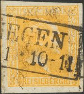 Prussia. ºYv . 1856. 3 S Yellow. Dutch Postmark NIJMEGEN, Applied At Prussian Post Offices Established In Dutch Territor - Sonstige & Ohne Zuordnung