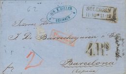 Prussia, Prephilately. COVER. 1862. SOLINGEN To BARCELONA. Rectangular Datestamp SOLINGEN / 11 10 * 11-12, Postmark PRUS - Altri & Non Classificati