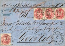 Prussia. COVER17(4). 1864. 1 S Pink, Four Stamps (two With File Fold). FRANKFURT To GORLITZ. Postmark FRANKFURT A.D.O. A - Andere & Zonder Classificatie