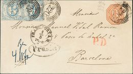 Thurn And Taxis. COVERYv 51(2). (1867ca). 9 K Light Brown On Postal Stationery Card From FRANKFURT To BARCELONA, With Co - Other & Unclassified
