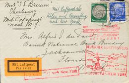 Germany. COVERYv 493, 496. 1935. 25 P Overseas And 50 P Green. Catapult Air Mail From The German Ship EUROPA From BAD ME - [Voorlopers