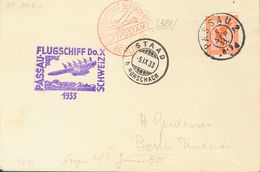 Germany, Airmail. COVERYv 31. 1933. 50 P Orange. PASSAU To BERLIN. Postmark PASSAU 2. And On The Front Mark Of The Dorni - Prephilately