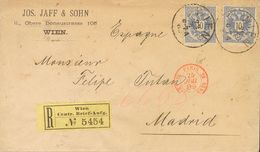 Austria. COVERYv 43(2). 1889. 10k Ultramarine, Two Stamps. Registered From VIENA To MADRID, Addressed Via Paris. On Reve - Altri & Non Classificati