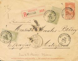 Belgium, Postal Stationery. COVERYv 59(2). 1895. 10 Cts Yellow Chestnut On Postal Stationery Registered From MOUSCRON To - Altri & Non Classificati