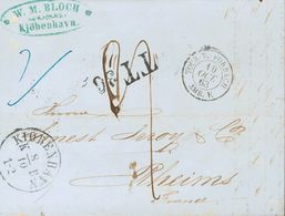 Denmark. COVER. 1863. COPENHAGEN To REIMS (FRANCE), Circulated Via Hamburg. Postmark KIOBENHAVN, French Arribal Mark TOU - Altri & Non Classificati
