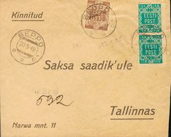 Estonia. COVERYv 2(2), 3. 1919. 15 K Green Blue, Pair And 35 K Brown. BEPPO (VORU) To TALLIN. Arrival On Reverse. VERY F - Other & Unclassified