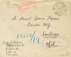 Estonia. COVERYv 82. 1930. 40 M Blue And Brown (on The Back). Certificate Of VILJANDI To SANTIAGO DE CHILE. Arrival On R - Autres & Non Classés
