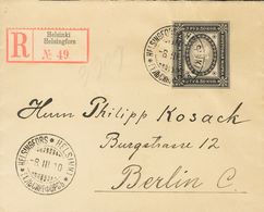 Finland. COVERYv 47. 1910. 3'50 R Black And Gray. Registered From HELSINKI To BERLIN (GERMANY). On Reverse Arrival. VERY - Altri & Non Classificati