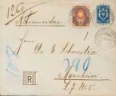 Finland, Postal Stationery. COVER. 1895. 14 K Blue On Postal Stationery Registered From TAMPERE To MANHEIM (GERMANY), Wi - Altri & Non Classificati