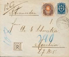 Finland, Postal Stationery. COVER. 1895. 14 K Blue On Postal Stationery Registered From TAMPERE To MANHEIM (GERMANY), Wi - Other & Unclassified