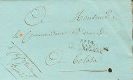 France. COVER. 1810. (May 3). SEVILLA To TOLOSA (addressed To The Chief Of Mayor State Of Vizcaya). Mark Nº 14 / ARM. FR - Andere & Zonder Classificatie