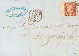 France. COVERYv 6. 1852. 1 Fr Carmine, Margin Sheet. SAINTES To LE HAVRE. Lozenge Small Numbers "2776" Cancel. VERY FINE - Sonstige & Ohne Zuordnung