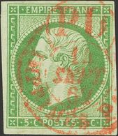 France. ºYv 12. 1860. 5 Green Cts. Special Postmark P.D. / IMPRIMES PARIS, In Red. VERY FINE AND RARE. -- Francia. ºYv 1 - Sonstige & Ohne Zuordnung