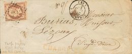 France. COVERYv 16. 1859. 4 Cts Orange. Registered Cover From AVRANCHES To LEZOUX. On Reverse Postmark POIDS / CACHETS A - Sonstige & Ohne Zuordnung