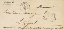 France. COVERYv . 1867. ISSOIRE To LA PIGNOLE (CANTON OF CANTAL). Cds ISSOIRE, Manuscript "pressé" (urgent) And Due Of 3 - Other & Unclassified