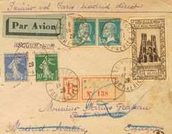 France. COVER237, 159, 181(2). 1929. 40 Cts Ultramarine, 10 Cts Green, 1'50 F Light Blue And Label LA BELLE FRANCE / CAT - Andere & Zonder Classificatie
