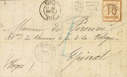 France, Alsace-Lorraine. COVERYv 5b. 1871. 10 Cts Brown Yellow INVERTED BACKGROUND. NANCY To EPINAL. Postmark NANCY / (5 - Other & Unclassified