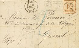 France, Alsace-Lorraine. COVERYv 5b. 1871. 10 Cts Brown Yellow INVERTED BACKGROUND. NANCY To EPINAL. Postmark NANCY / (5 - Altri & Non Classificati