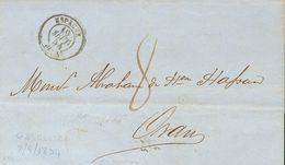 Algeria. COVER. 1854. GIBRALTAR To ORAN. Cds ESPAGNE / ORAN And Rate "8" Corresponding To A Single Rate. VERY FINE AND R - Algeria (1962-...)