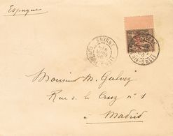 French Levant. COVERYv 4. 1896. 1 Pi On 25 Cts Black On Pink. SMIRNE To MADRID. Postmark SMYRNE / TURQUIE-D'ASIE, Arriva - Other & Unclassified