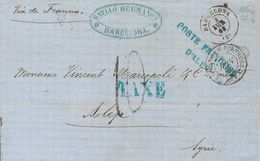 Syria. COVER. 1863. BARCELONA To ALEPO (SYRIA), Addressed By Land To Marseille. Arrival Marks POST FRANCAISE / D'ALEP An - Syrien