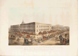 Great Britain, Bibliography. 1832. A NORTH EAST VIEW OF THE NEW GENERAL POST OFFICE WITH THE ROYAL MAILS PREPARING TO ST - ...-1840 Prephilately