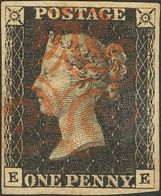 Great Britain. º1. 1840. 1 P Black. MALTESE CROSS Postmark, In Red. VERY FINE. (SG1 375 £)   Edifil 2010: 325 Euros -- G - ...-1840 Prephilately