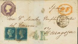 Great Britain. COVERYv 5, 15(2). 1856. 6 P Violet (short Margins) And 2 P Blue, Pair. LONDON To ZARAGOZA, Circulated Via - ...-1840 Voorlopers