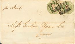 Great Britain. COVERYv 7(2). 1851. 1 S Green, Pair (cut Edges). GLASGOW To LIMA (PERU). Numeral Postmark "159" And On Th - ...-1840 Prephilately
