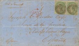 Great Britain. COVER20(2). 1861. 1 Green Shilling, Two Stamps. LONDON To JEREZ DE LA FRONTERA. Postmark Numeral "11". VE - ...-1840 Prephilately