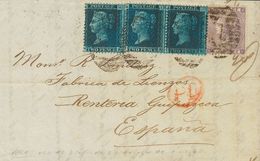 Great Britain. COVERYv 22, 27(3). 1864. 6 P Purple And 2 P Blue Plate 9, Three Stamps. LONDON To RENTERIA (SPAIN, GUIPUZ - ...-1840 Prephilately